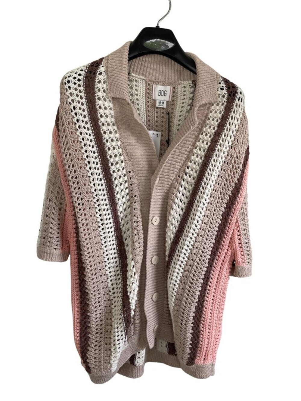 NWT BDG Urban Outfitters Retro Striped Crochet Bowling Sweater Shirt Mens Sz M